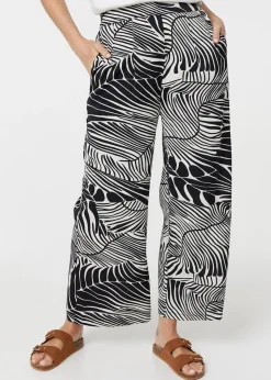 Izabel London Black Printed High Waisted Wide Leg Trousers