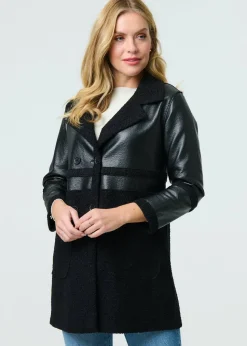 Izabel London Black Reversible Faux Leather Teddy Coat