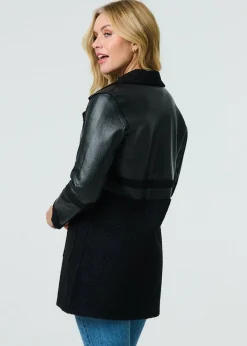 Izabel London Black Reversible Faux Leather Teddy Coat