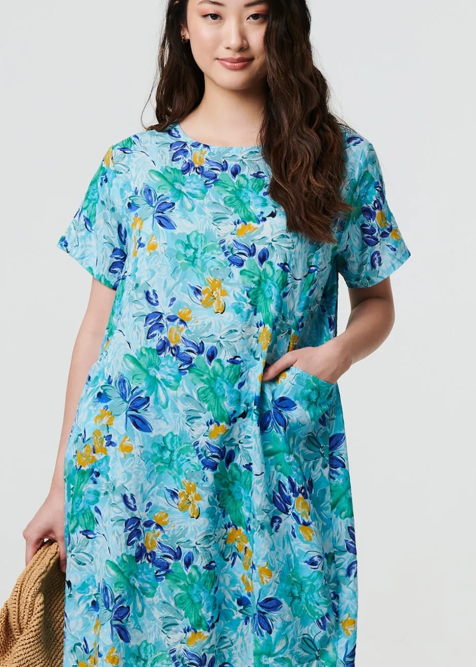 Izabel London Blue Floral Knee Length Shift Dress