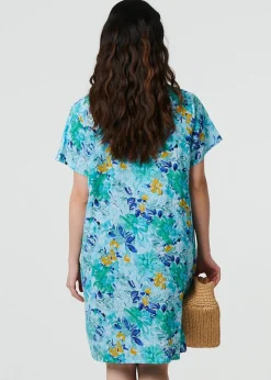 Izabel London Blue Floral Knee Length Shift Dress