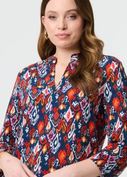 Izabel London Navy Printed Relaxed Blouse Top