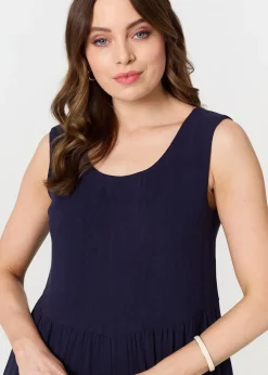 Izabel London Navy Relaxed Sleeveless Wide Crop Jumpsuit