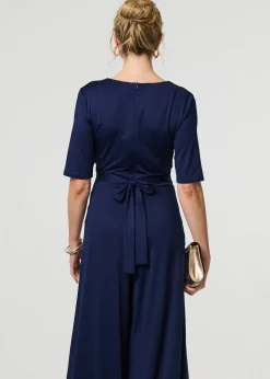 Izabel London Navy Wrap Waist Wide Leg Jumpsuit