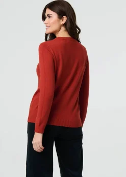 Izabel London Orange Floral Gemstone Embellished Jumper