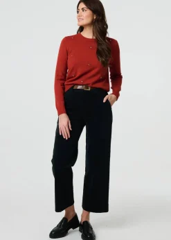 Izabel London Orange Floral Gemstone Embellished Jumper