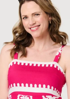 Izabel London Pink Ikat Print Sleeveless A-Line Maxi Dress