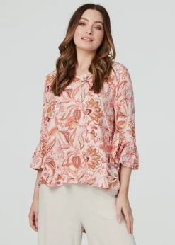 Izabel London Pink Paisley Print Oversized Blouse