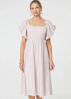 Izabel London Pink Puff 1/2 Sleeve Knee Length Dress