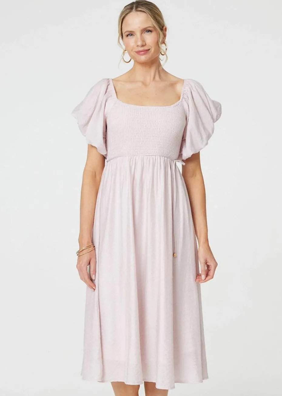 Izabel London Pink Puff 1/2 Sleeve Knee Length Dress