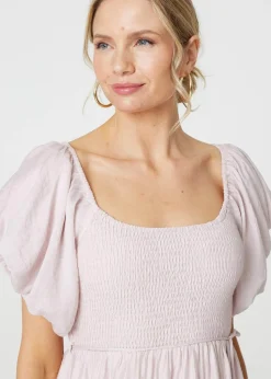 Izabel London Pink Puff 1/2 Sleeve Knee Length Dress