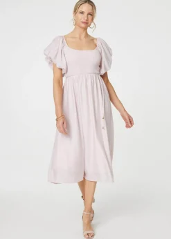 Izabel London Pink Puff 1/2 Sleeve Knee Length Dress