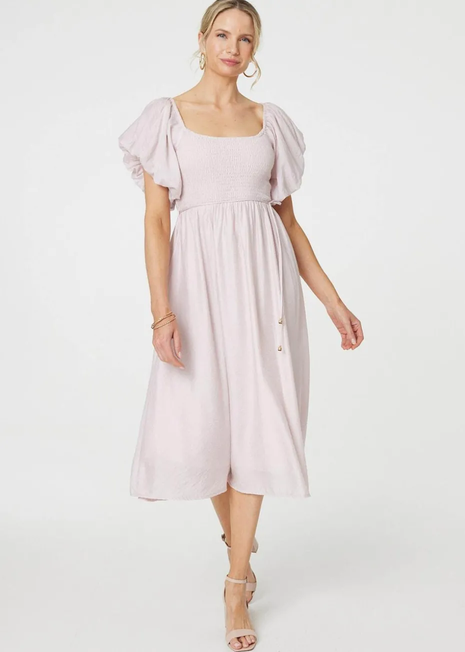 Izabel London Pink Puff 1/2 Sleeve Knee Length Dress
