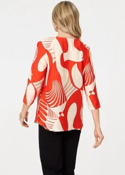 Izabel London Red Abstract Button Detail Blouse