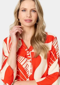 Izabel London Red Abstract Button Detail Blouse