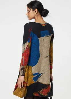 Izabel London Red Abstract Print Short Swing Dress