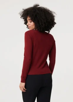 Izabel London Red Cropped Button Up Slim Knit Cardigan