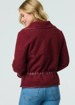 Izabel London Red Faux Leather Fleece Lined Jacket