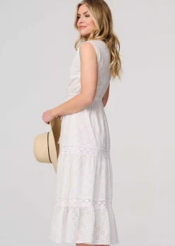 Izabel London White Broderie Anglaise Tiered Dress