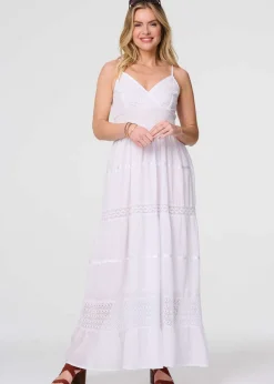 Izabel London White Broderie Anglaise Cami Maxi Dress