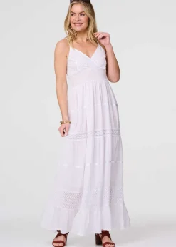 Izabel London White Broderie Anglaise Cami Maxi Dress