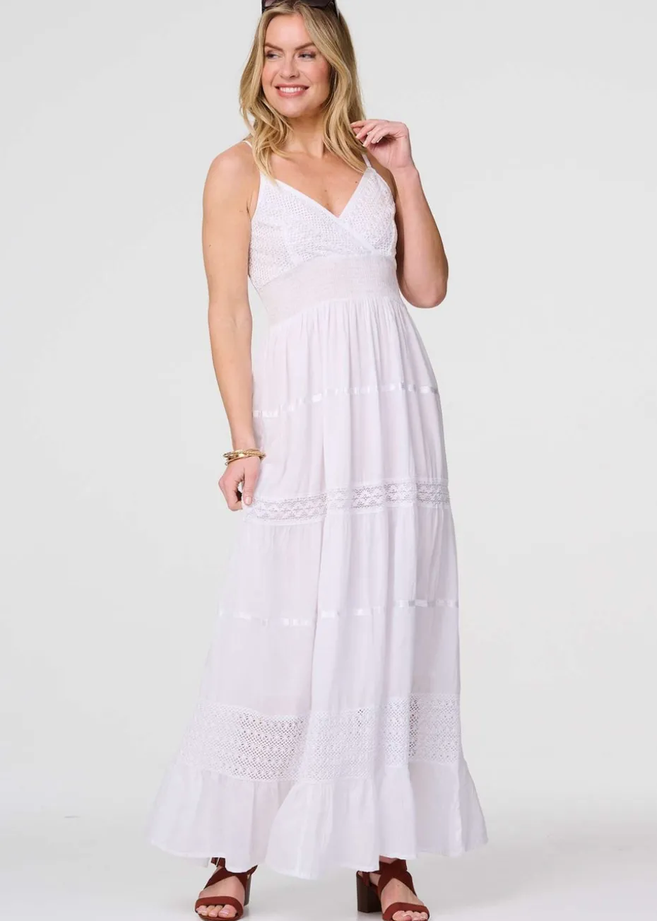 Izabel London White Broderie Anglaise Cami Maxi Dress