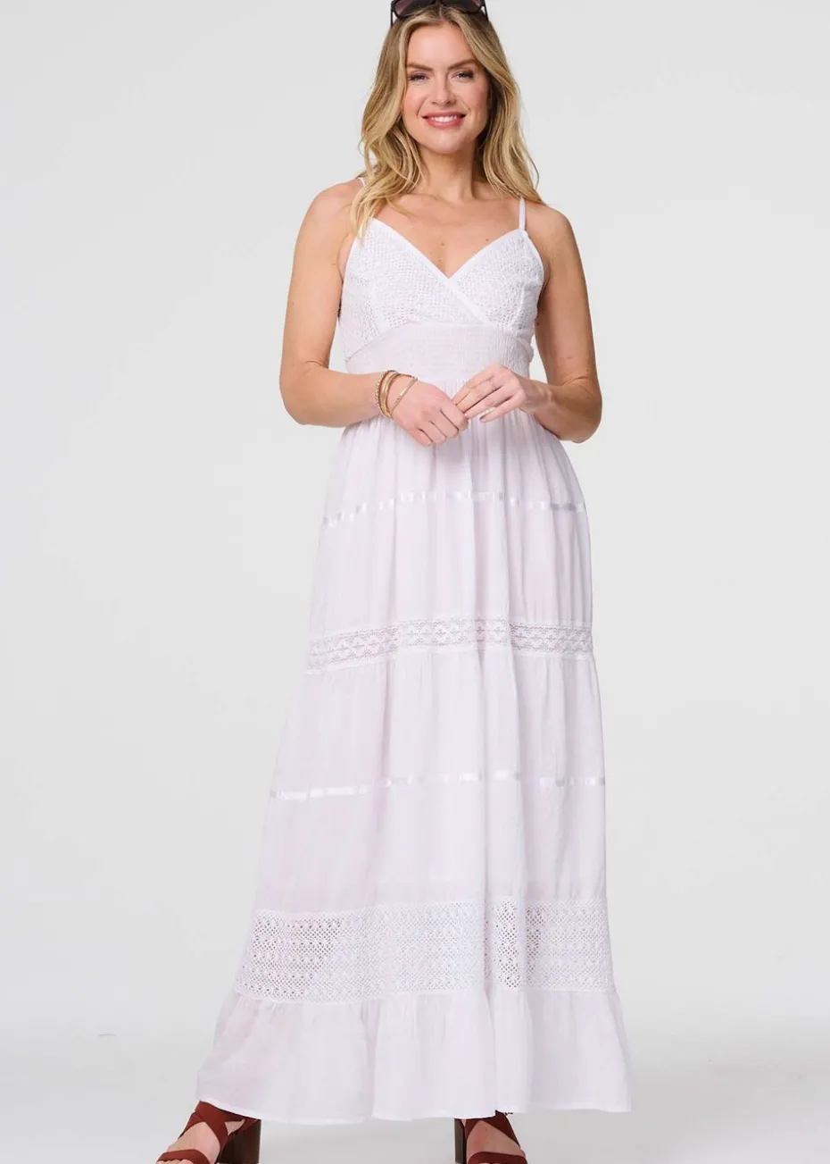 Izabel London White Broderie Anglaise Cami Maxi Dress