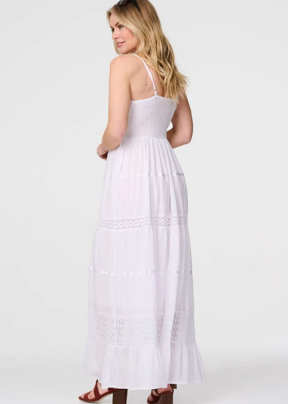 Izabel London White Broderie Anglaise Cami Maxi Dress