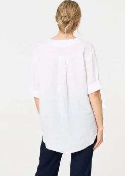 Izabel London White Button Detail V-Neck Blouse