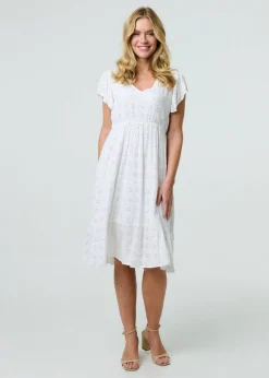 Izabel London White Embellished Relaxed Midi Dress
