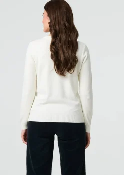 Izabel London White Floral Gemstone Embellished Jumper