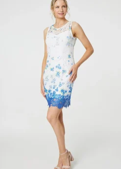Izabel London White Floral Lace Sleeveless Bodycon Mini Dress