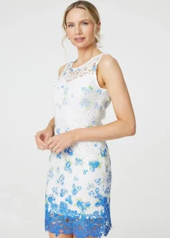 Izabel London White Floral Lace Sleeveless Bodycon Mini Dress