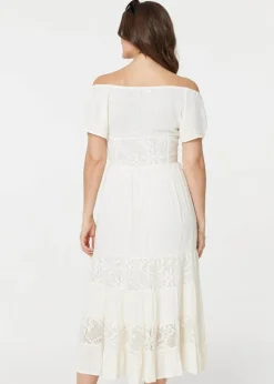 Izabel London White Lace Detail Tie-Up Front Maxi Dress