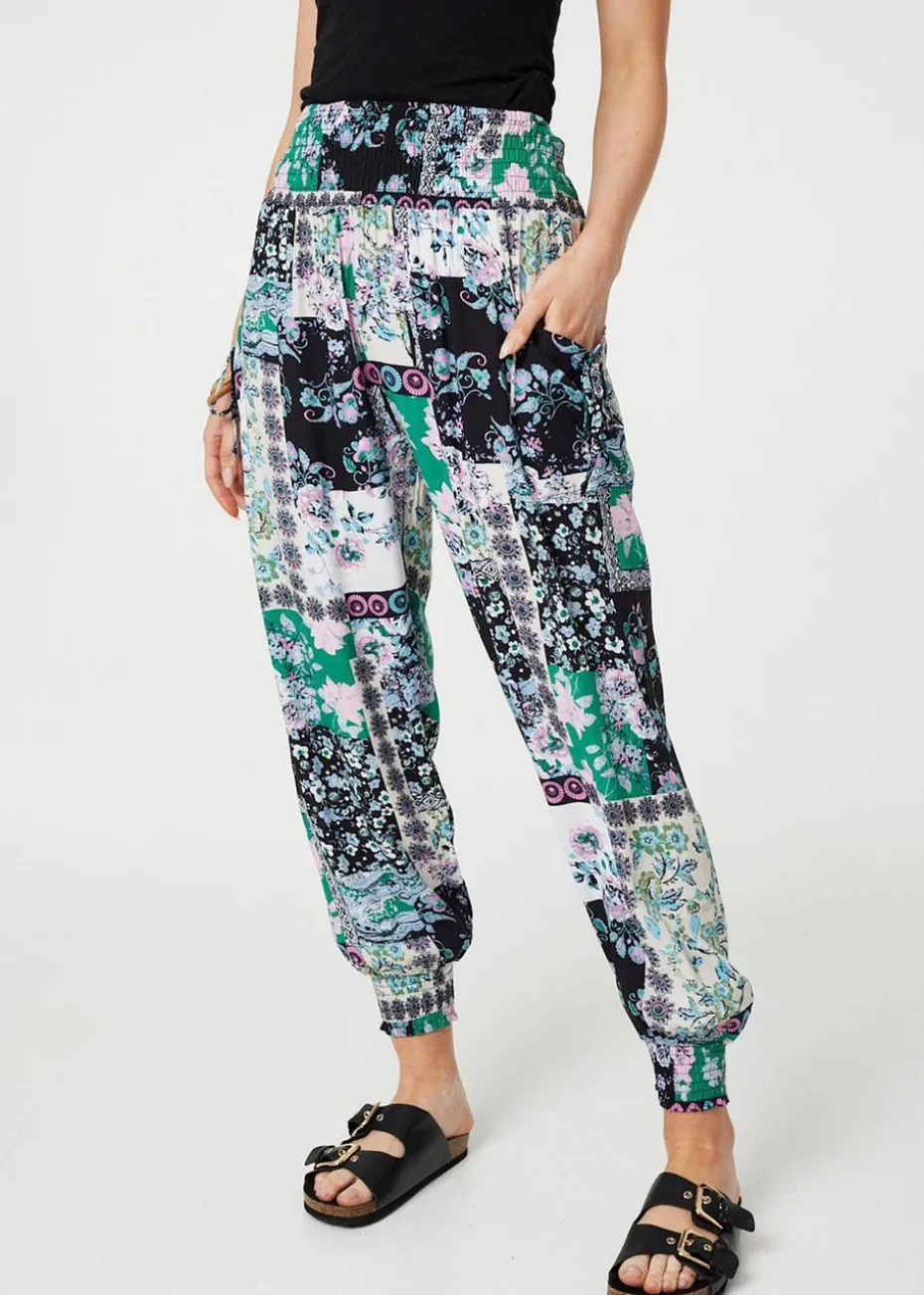 Izabel London White Patchwork Tassel High Waist Harem Pants