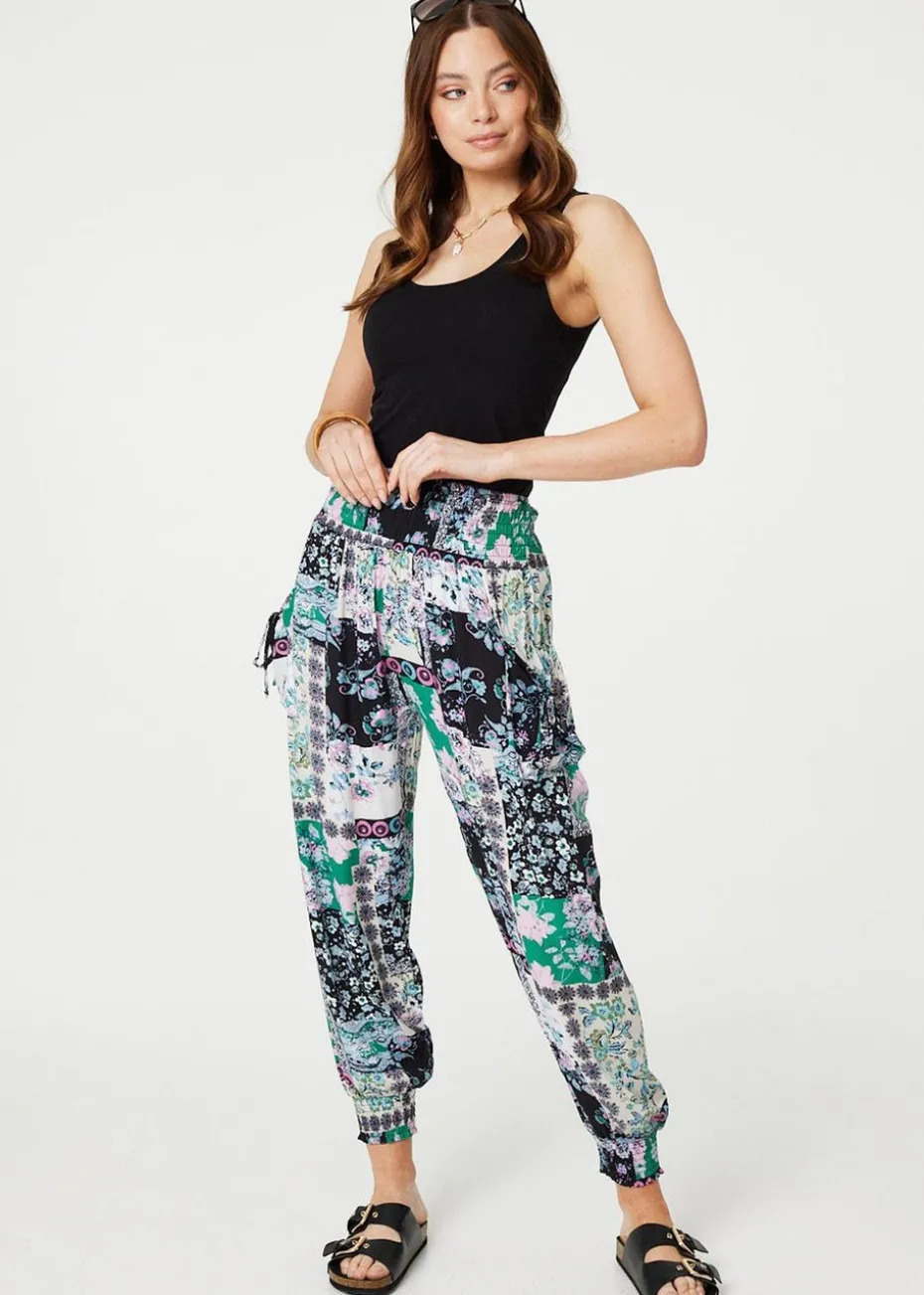 Izabel London White Patchwork Tassel High Waist Harem Pants