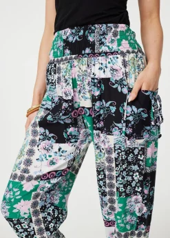 Izabel London White Patchwork Tassel High Waist Harem Pants