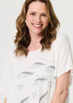 Izabel London White Sparkly Embellished Relaxed T-Shirt