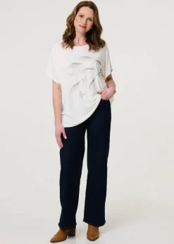 Izabel London White Sparkly Embellished Relaxed T-Shirt