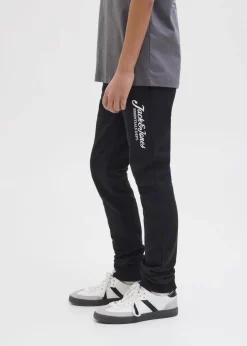 Jack & Jones Black Slogan Jogging Bottoms (8-16yrs)