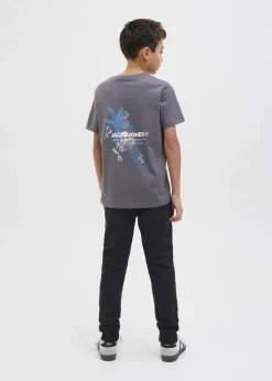 Jack & Jones Black Slogan Jogging Bottoms (8-16yrs)