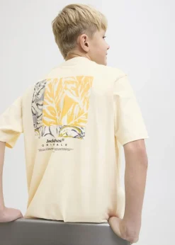 Jack & Jones Boys Cream Printed T-Shirt (8-16yrs)