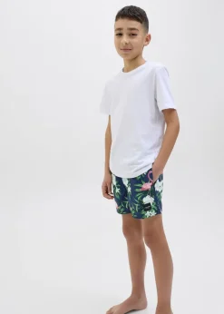 Jack & Jones Jnr Navy Printed Swim Shorts