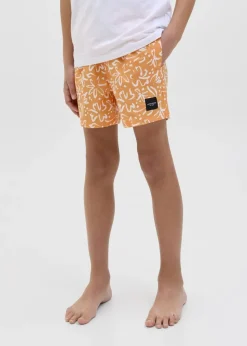 Jack & Jones Jnr Orange Print Swim Shorts