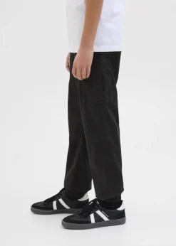 Jack & Jones Kids Black Cuffed Cargo Trousers (8-16yrs)