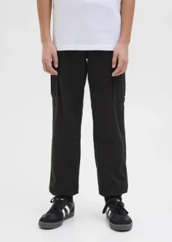 Jack & Jones Kids Black Cuffed Cargo Trousers (8-16yrs)