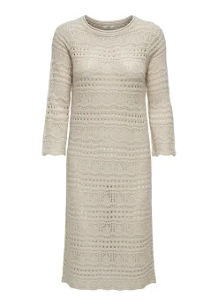 JDY Beige Crochet Midi Dress
