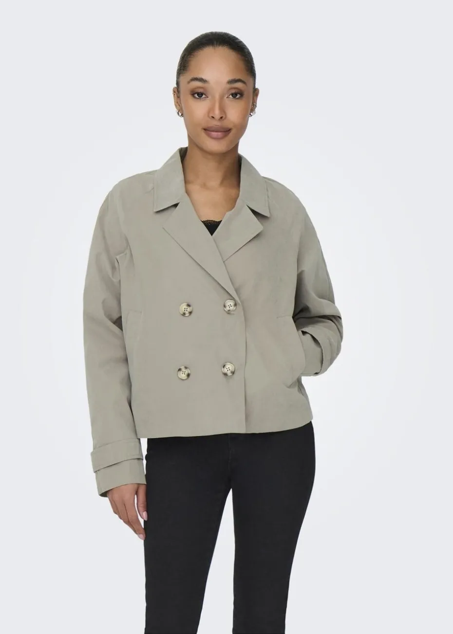 JDY Beige Cropped Trench Coat