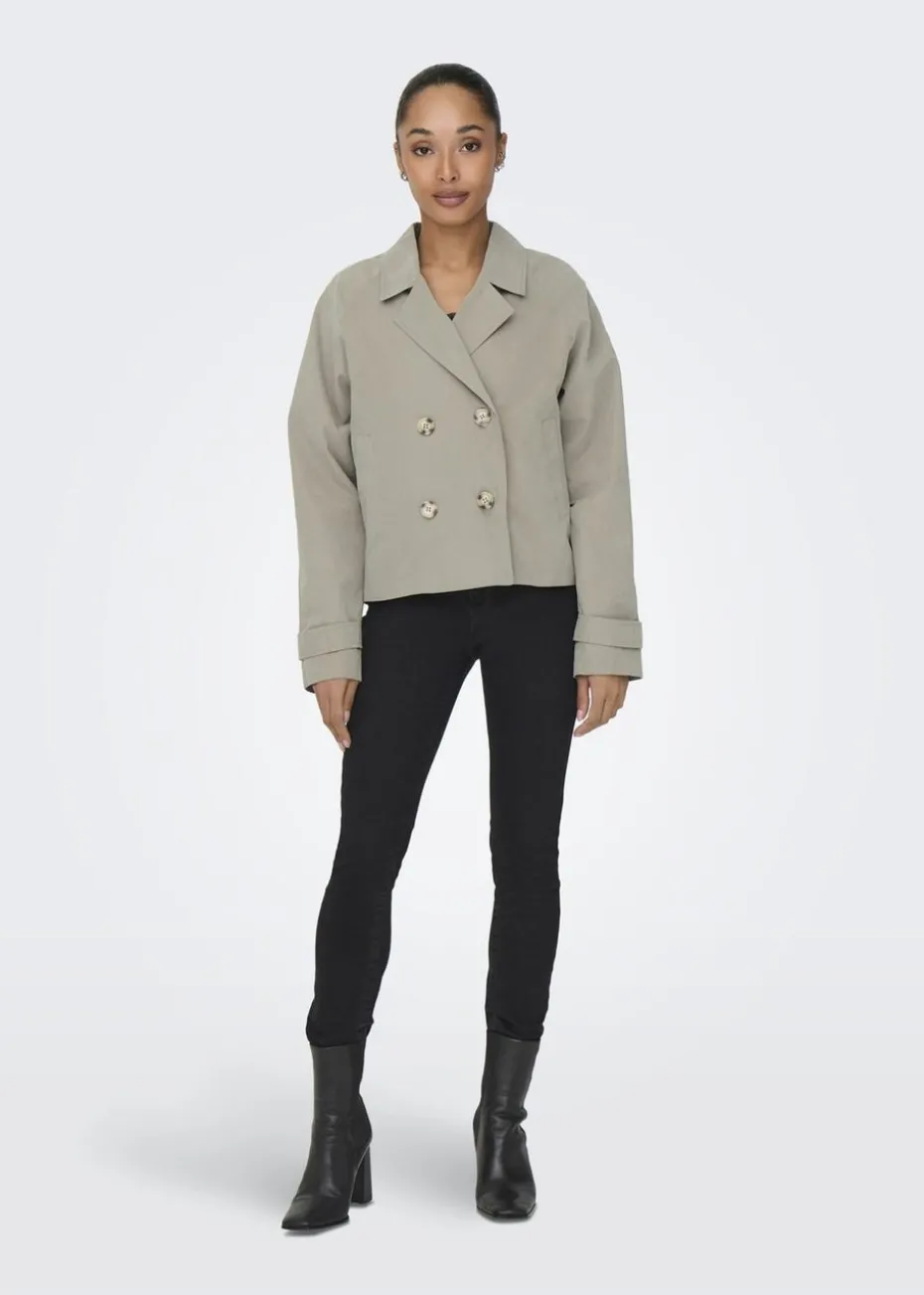 JDY Beige Cropped Trench Coat