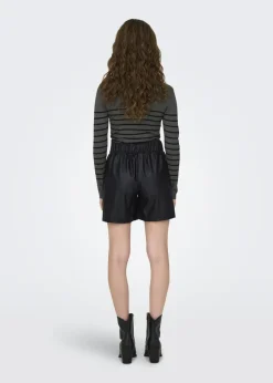 JDY Black Leather Look Shorts